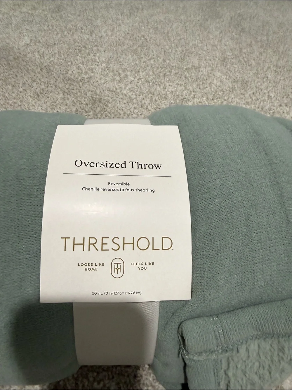 Threshold Reversible Oversized Throw in Sage Green